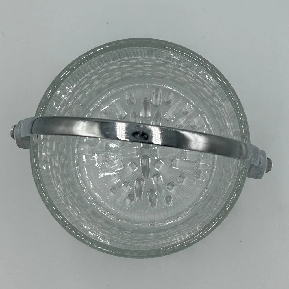 Teleflora Glass Ice Bucket Vintage Mid Century w/ Chrome‎ Handle Made in France